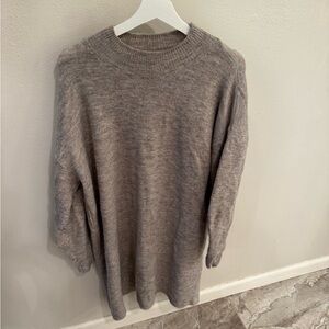 Cozy Heather Grey Knit Sweater Dress